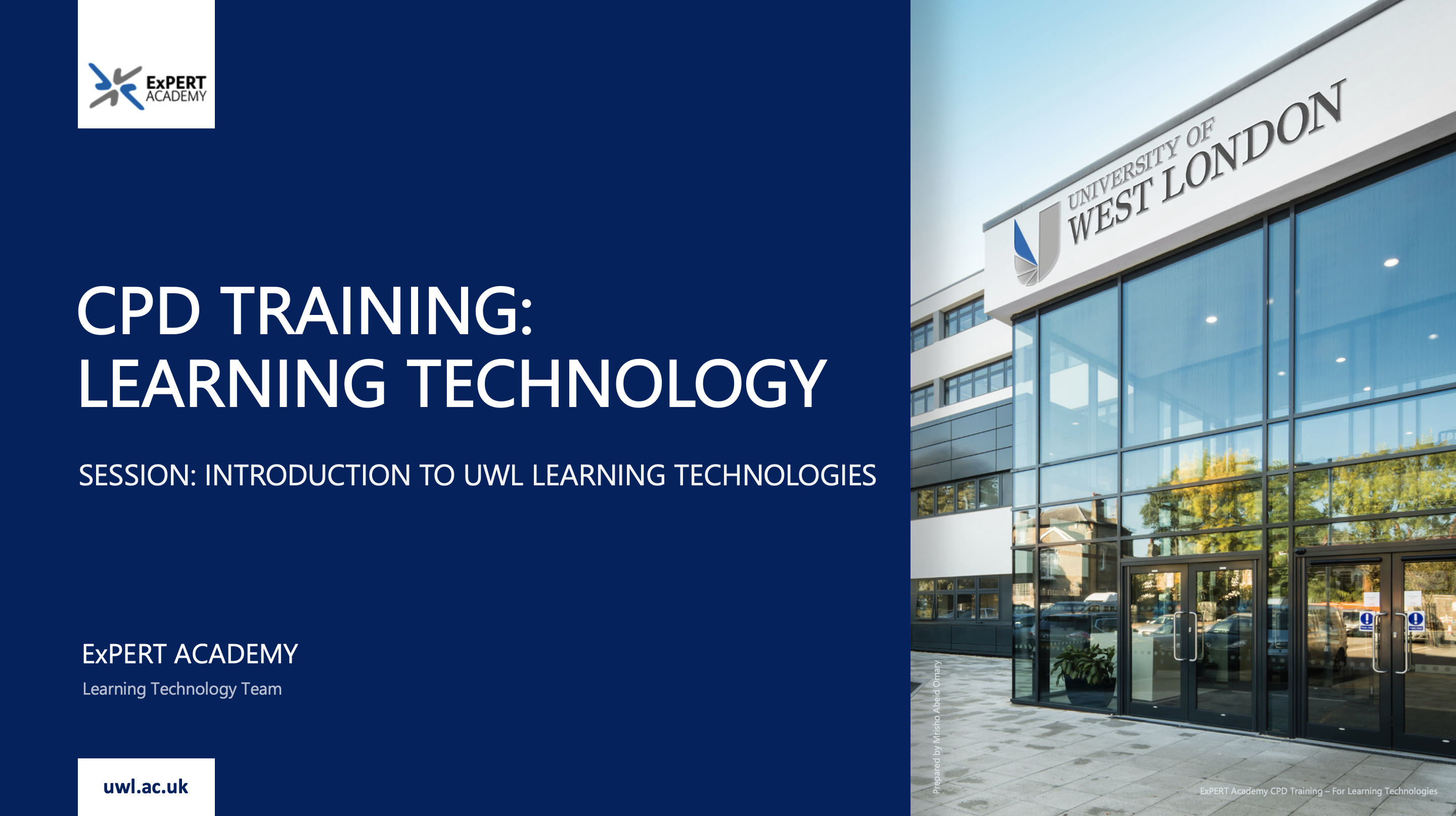 CPD cover image for Introduction to UWL Learning Technologies (for new staff) Training Sessions